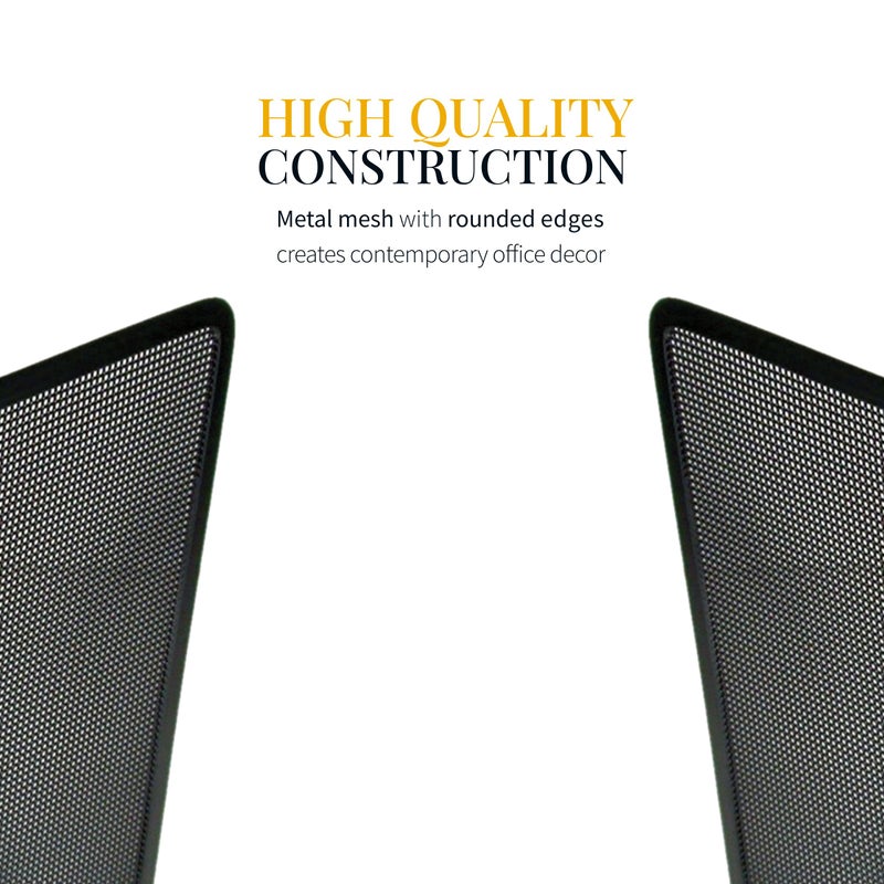 Artistic Contemporary Mesh Metal Desktop File Sorter for Neat and Organized Surfaces in Office, School, and Home, Black - Image 3