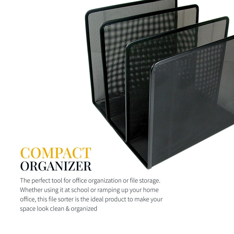 Artistic Contemporary Mesh Metal Desktop File Sorter for Neat and Organized Surfaces in Office, School, and Home, Black - Image 4
