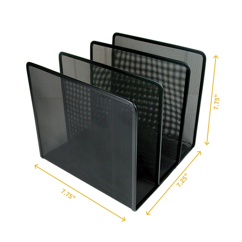 Artistic Contemporary Mesh Metal Desktop File Sorter for Neat and Organized Surfaces in Office, School, and Home, Black - Image 2