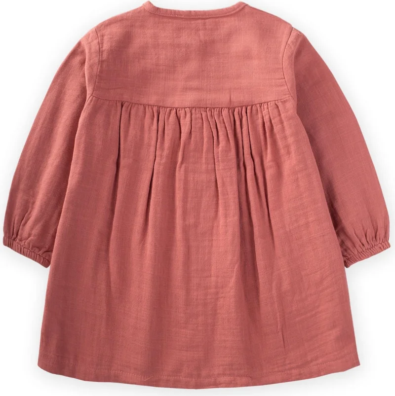 Cigit Flamed Seasonal Dress 1-10 Years Coral