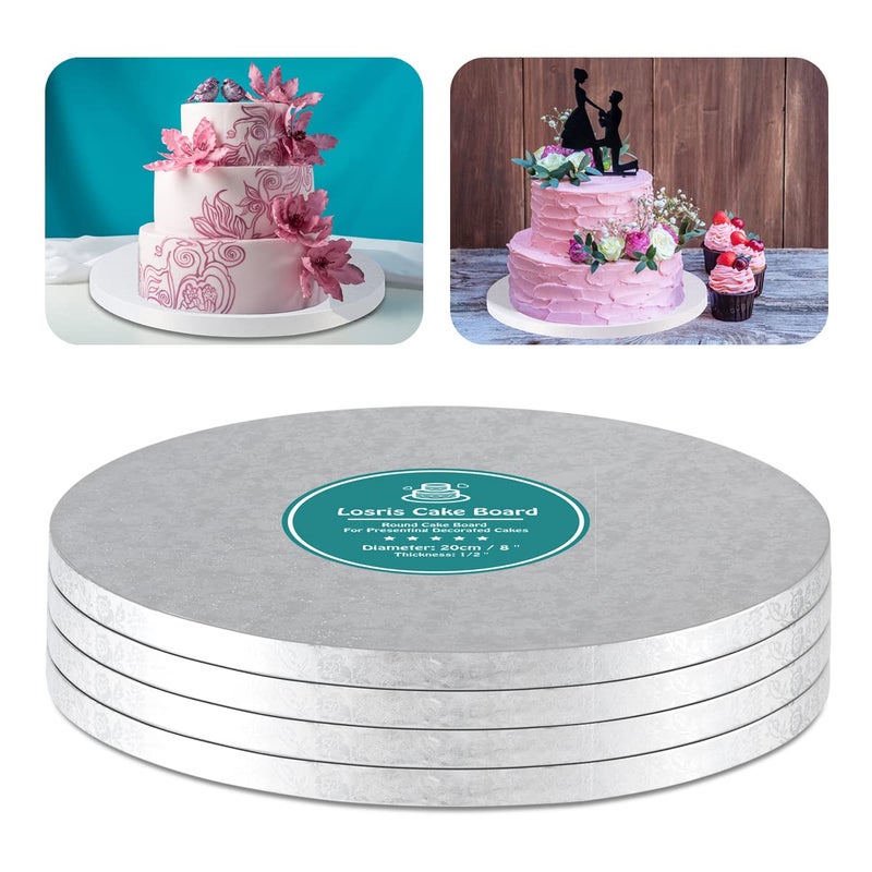 Silver Cake Drum Round 12 Inch Cake Boards with 12Inch Thick Smooth Edges for Multi Tiered Birthday Wedding Party Cake Drums Board