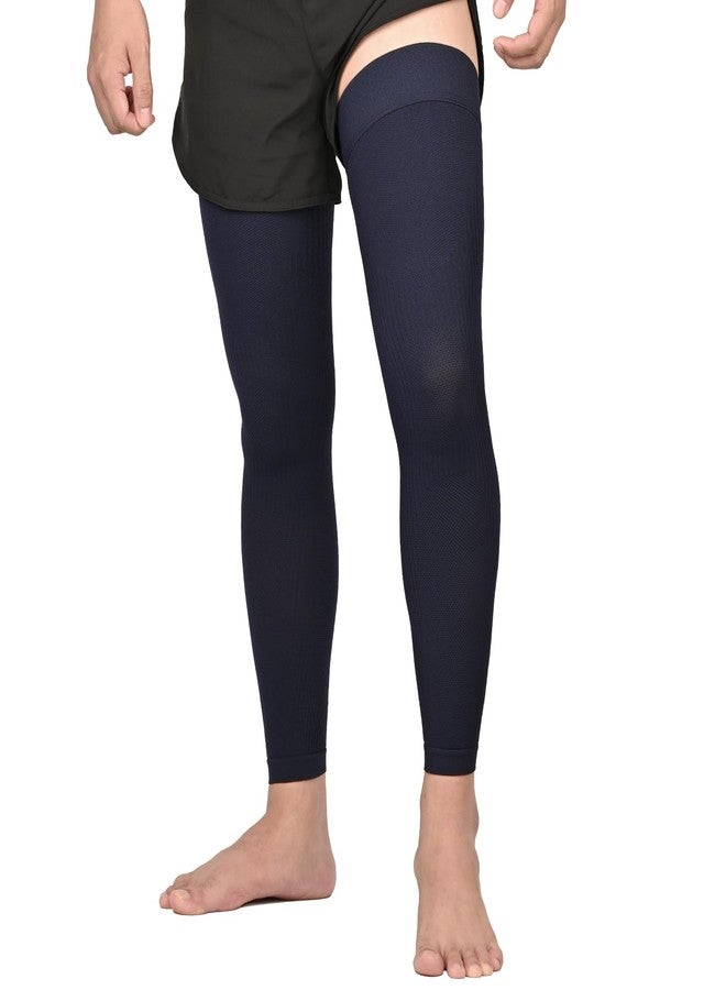 KEKING Full Leg Compression Sleeves, Unisex, Thigh High Compression Stocking 20-30mmHg Graduated Support for Thigh Calf Knee, Running, Basketball, Reduce Varicose Veins and Swelling, Navy Blue S - Image 1