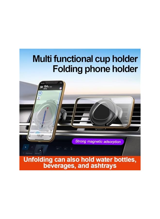 Green Tiger Car Cup Holder and Phone Mount 2 in 1, 360° Adjustable Air Vent Magnetic Cell Phone Holder, One-Handed Retrieval Drink Stand for Coffee, Water, Juice, Tea, Universal for Car and Truck (Blue) - Image 4