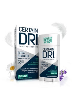 CERTAIN DRI Certain Dri Extra Strength Clinical Solid Antiperspirant, Hyperhidrosis Treatment for Men & Women, Long-Lasting 72hr Protection, Effective Sweat Control, Travel Friendly, Powder Fresh Scent, 1.7oz  - Image 1