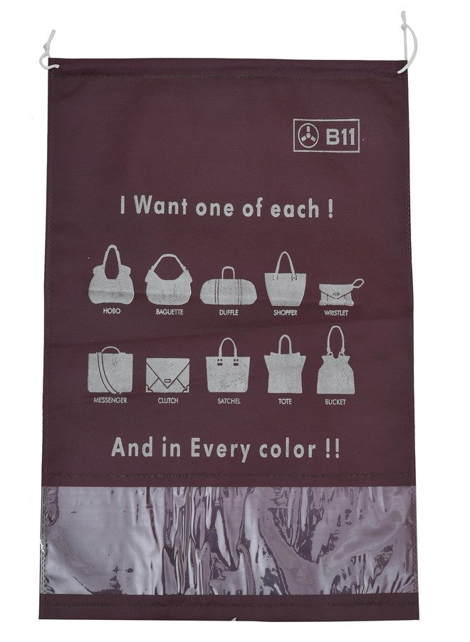 B11 Women Handbag Covers Storage Bag dust Cover Large Size (Set of 10 Pcs) 18X22 Inch, Maroon bags with Plastic Clear Window - Image 3