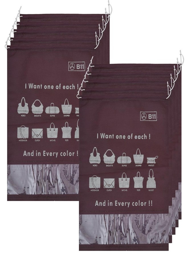 B11 Women Handbag Covers Storage Bag dust Cover Large Size (Set of 10 Pcs) 18X22 Inch, Maroon bags with Plastic Clear Window - Image 2