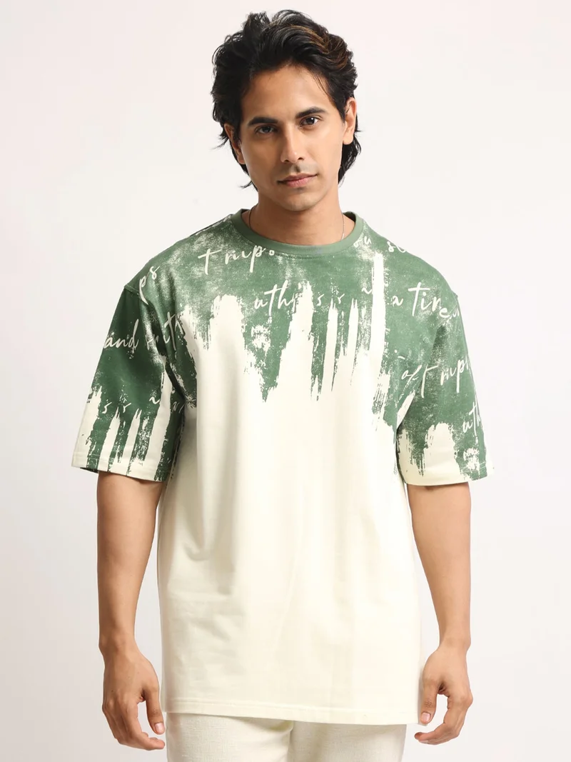 مانياك Maniac Mens Printed B Round Neck Half Sleeve Cotton T-Shirt