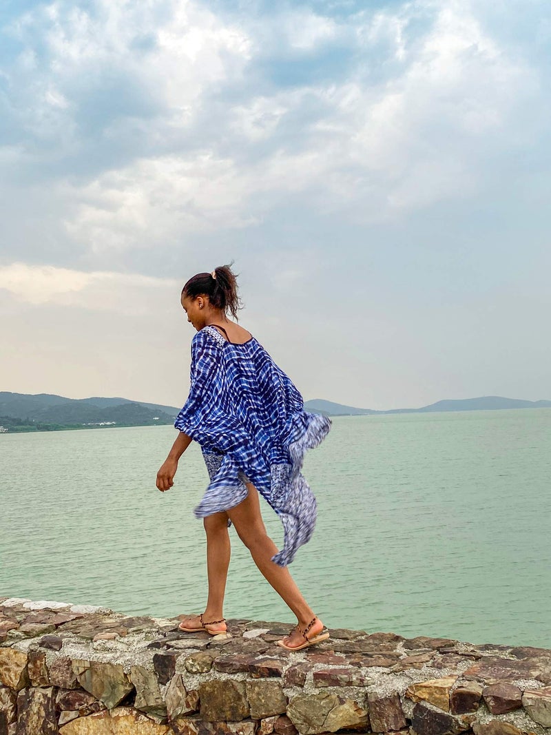 Moss Rose Caftan for Women Beach Cover up Swimsuit Kimono Cardigan with Bohemian Floral Print - Image 3