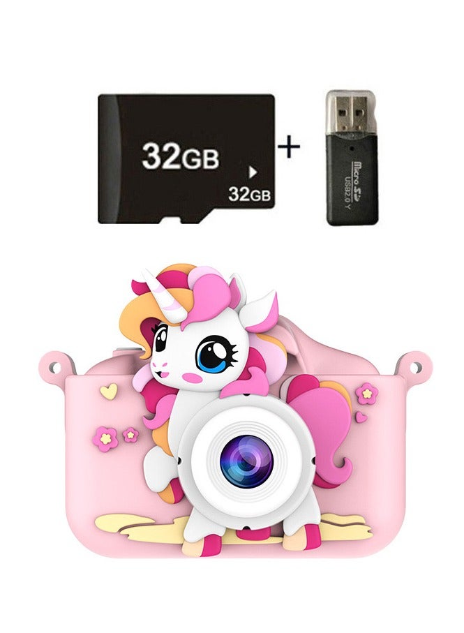 Kids Camera,1080P HD Digital Video Camera Toy for 3-12 Year Old Boys/Girls, Birthday Festival Gifts for Kids,USB Rechargeable Kids Selfie Camera with 32GB SD Card and card reader - Image 1