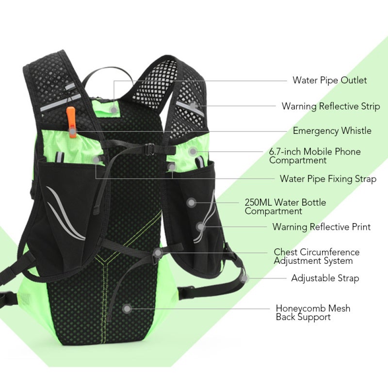 INOXTO Hydration Vest Backpack Lightweight Breathable Running Backpack with 1.5L Water Bag Compartment - Image 2