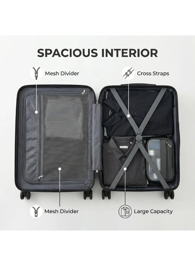 سبيس تتضمن مجموعة حقائب السفر المكونة من ثلاث قطع والمصنوعة من مادة ABS تصميمًا صلبًا مزودًا بعجلات دوارة، وقفل TSA، وتصميمًا قابلًا للتوسيع؛ وهي مناسبة للجنسين. - Image 4