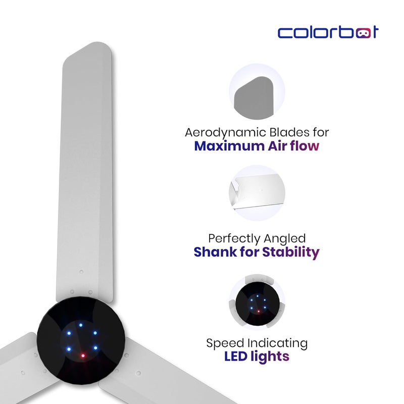 Colorbot Colorbot Helix 1200 mm BEE 5 Star Rated BLDC Ceiling Fans with Remote Control High Speed Power Saver 100 Copper Winding Reverse Mode 22 Year Warranty Arctic White  - Image 4