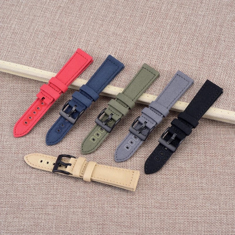 Bluejw Replace the Watch Strap with Genuine Leather & Canvas Quick Release Band for Samsung Galaxy Watch Active 2 – Sport Type, Easy to Change & Replaceable - Image 3