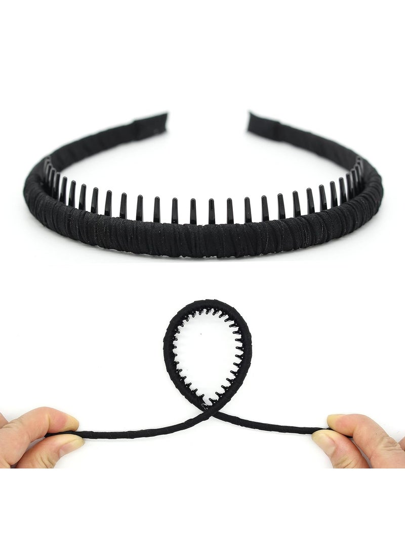 JOBAND 4pcs Hairbands for Women, Non-Slip Zig Zag Headbands, Adjustable Teeth Comb Hair Hoop, Daily Use, Yoga, Spa, Parties, Resin Cotton Blend  - Image 4