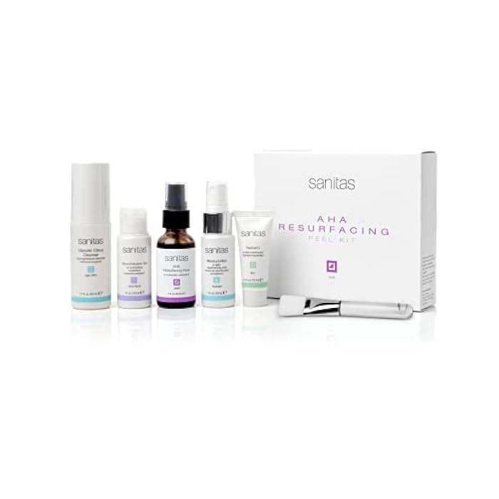 Sanitas Skincare AHA Resurfacing Peel Kit, At Home Peel Kit, 6 Piece Set, Lactic Acid Peel - Image 1