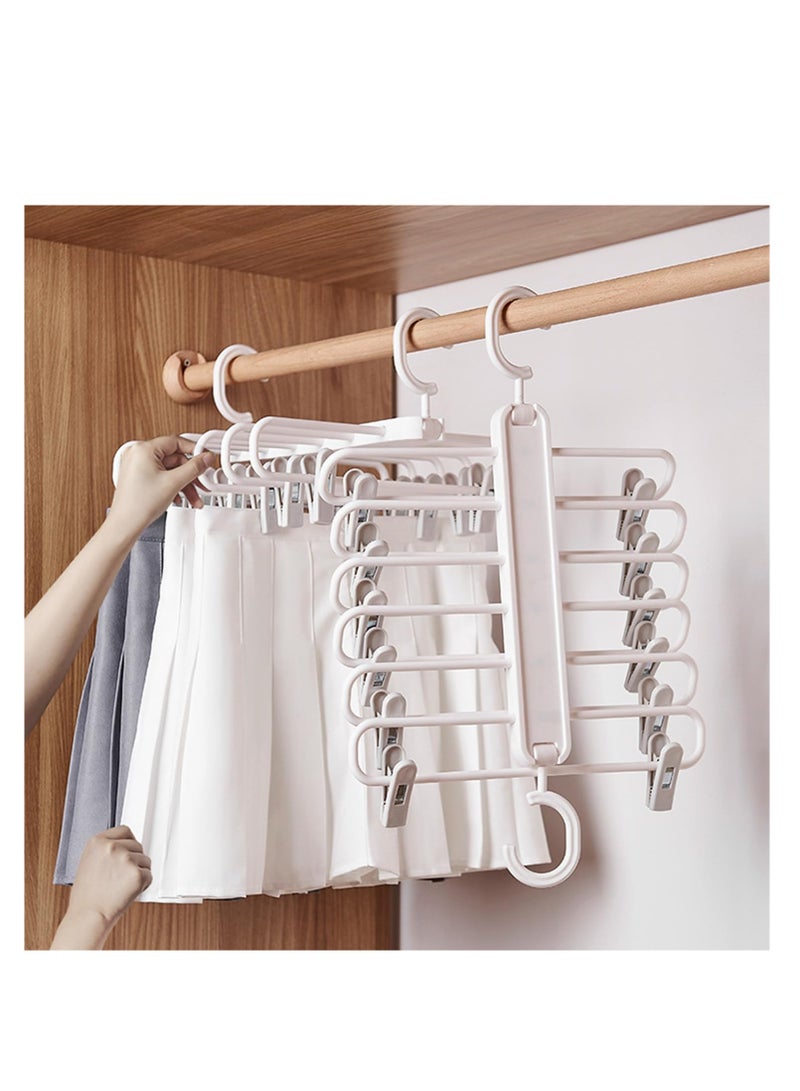 SYOSI 6 Tier Skirt Hangers Space Saving with Adjustable Clips Non-Slip Pants Hangers Space Saving for Closet Clip Hangers for Pant Skirts  Shorts  Free 18 PCS New Hanger Hooks for Closet  - Image 1