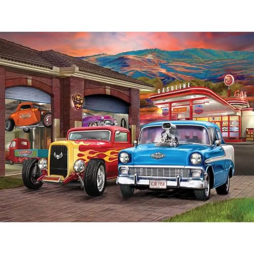 Bits and Pieces 300 Piece Puzzles for Adults 300 Large Pieces 18 x 24 Jigsaw Puzzles Classic Cars Hot Rods Random Die Cut No 2 Pieces Alike Hot Rod Sunset - Image 5