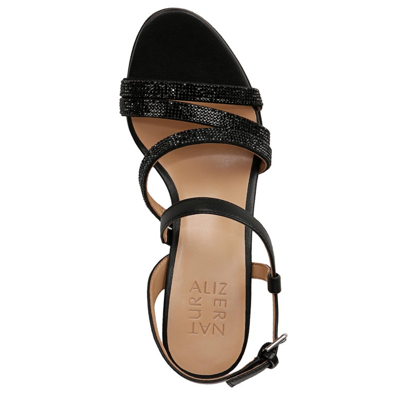 Naturalizer Womens Bridget4 Strappy Block Heel Dress Sandal Black Sparkle 9 M - Image 5
