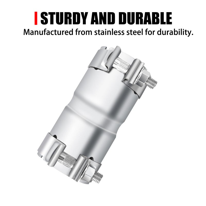 peastorm Stainless Steel 2 to 2 Inch Exhaust Adapter 2 ID Exhaust Reducer Connector Pipe with Clamp - Image 4