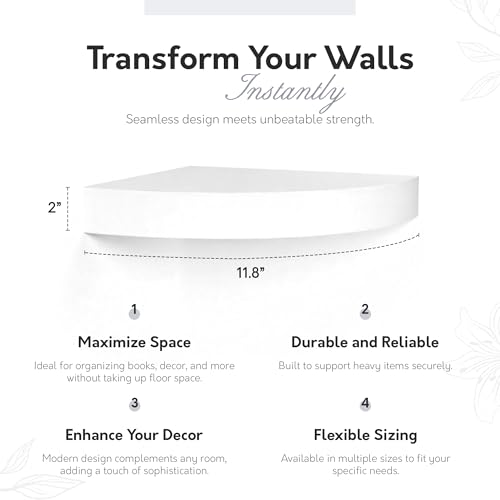 [IN]PLACE InPlace Shelving 0191806 11.8-Inch Wide Floating Corner Wall Shelf, White - Image 2