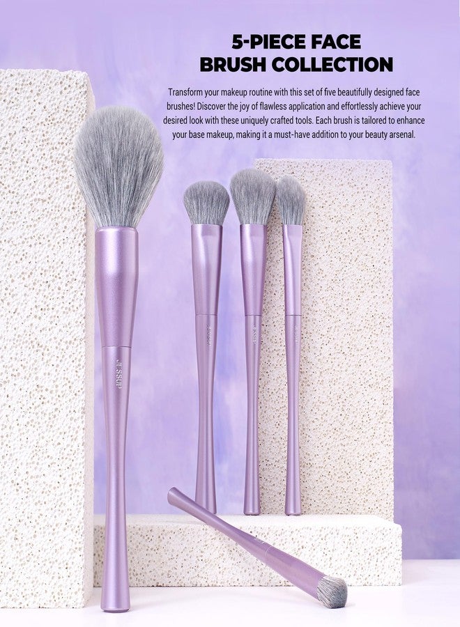 Jessup Makeup Brushes Set Professional 14pcs Vegan Make Up Brushes, Foundation Eyeshadow Concealer Contour Powder Blush Blending Eyeliner Brush, Premium Synthetic Fiber, Luxury Purple T512 - Image 3