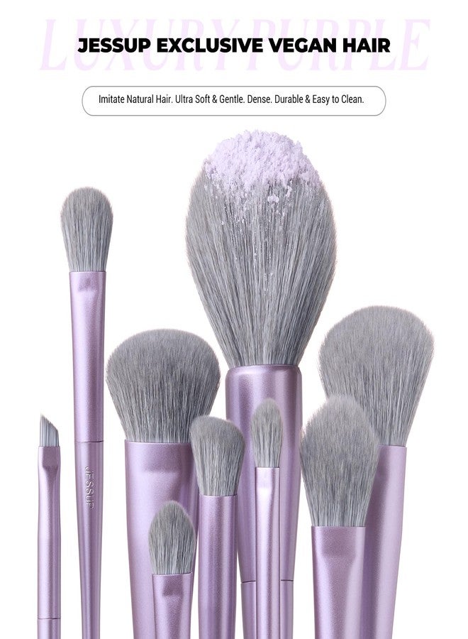 Jessup Makeup Brushes Set Professional 14pcs Vegan Make Up Brushes, Foundation Eyeshadow Concealer Contour Powder Blush Blending Eyeliner Brush, Premium Synthetic Fiber, Luxury Purple T512 - Image 5