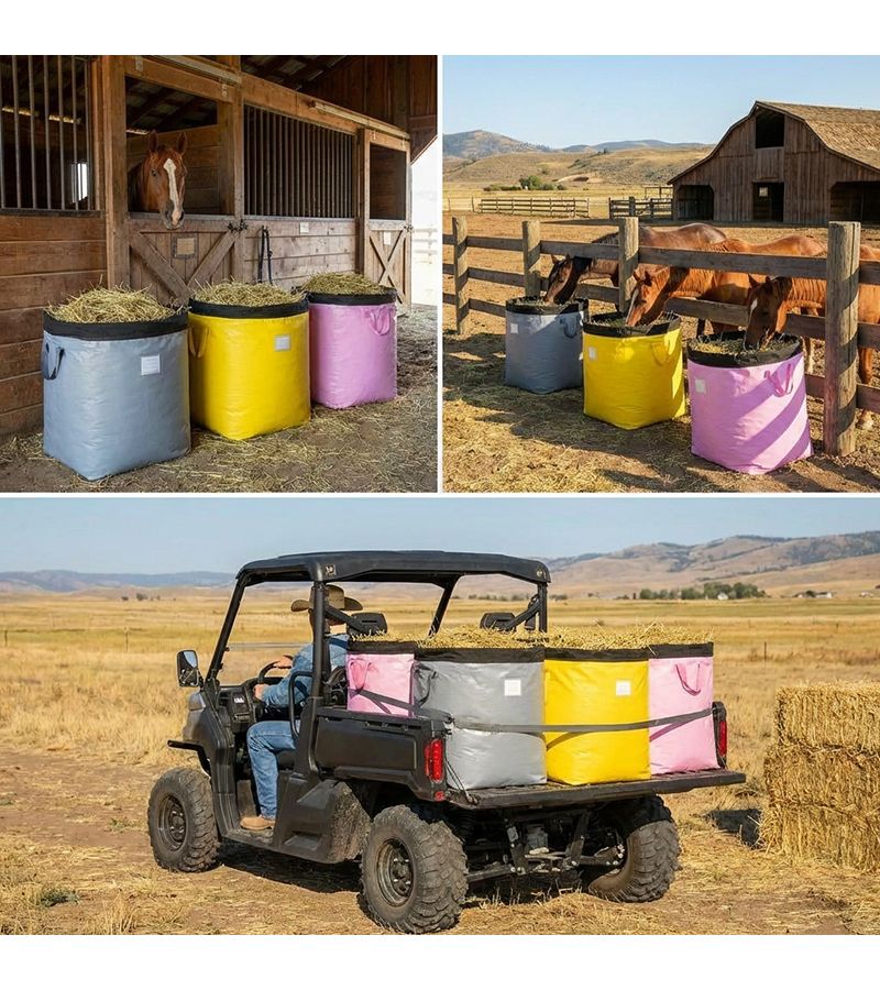 Lemon Yellow Large Capacity 137 Liters Equine Feed Bag Slow Hay Feeder - Image 5