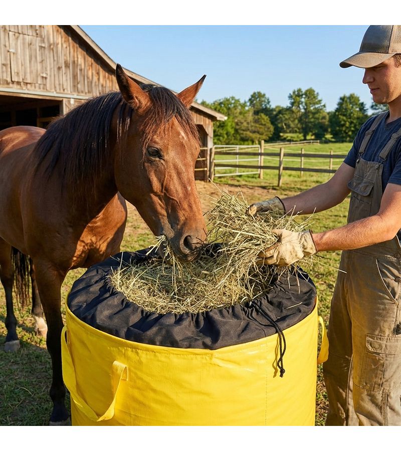 Lemon Yellow Large Capacity 137 Liters Equine Feed Bag Slow Hay Feeder - Image 1