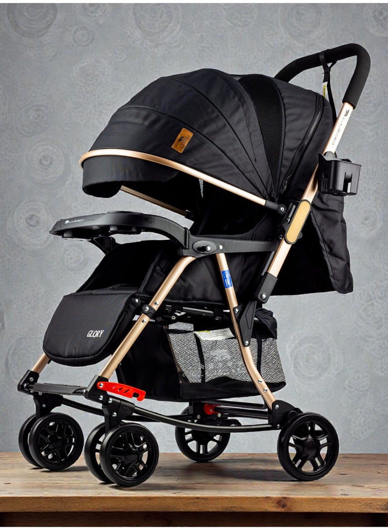 LUCID 3 in 1 Baby Stroller, Rocking and Stationary, Luxurious, with High Density Lining, from Lucid Brand, Black - GLORY - Image 1