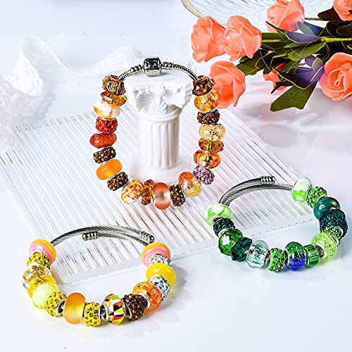 Aipridy Assortment European Large Hole Beads Spacer Beads Rhinestone Craft Beads for DIY Charms Bracelet Jewelry Making (Green-Orange-Lemon) - Image 5