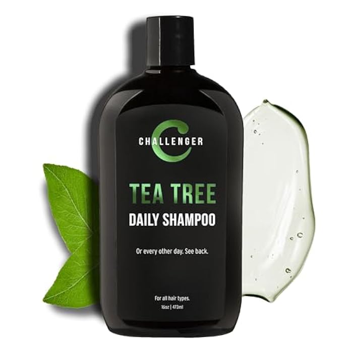 Challenger Tea Tree Shampoo | Men's Shower Product | For Itchy & Dry Scalp | Removes Dirt & Oils | Sulfate Free | Argan Oil, Biotin, Keratin | 16oz - Image 1