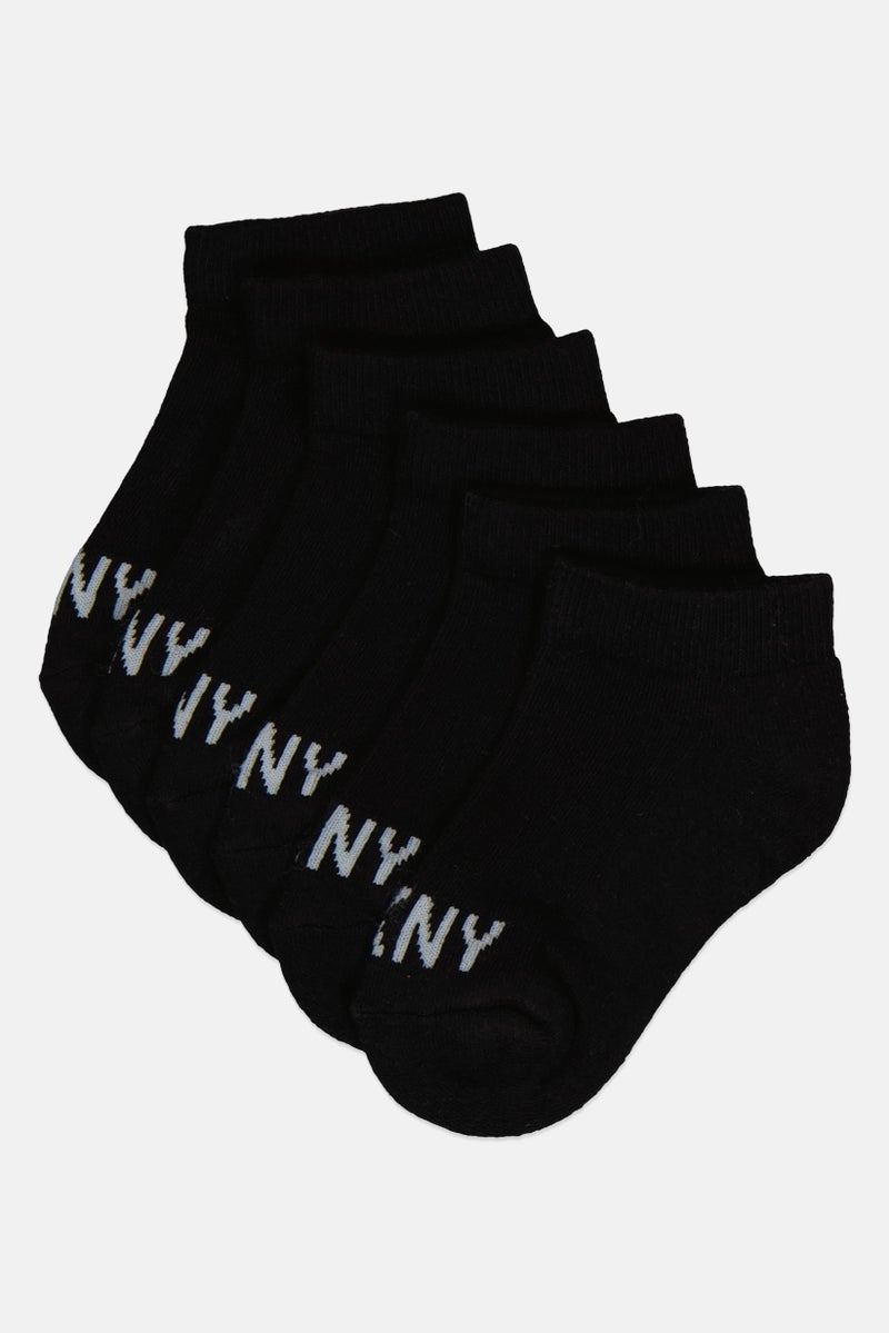 DKNY Kids Boy 6 Pairs Brand Logo Socks, Black - Image 3