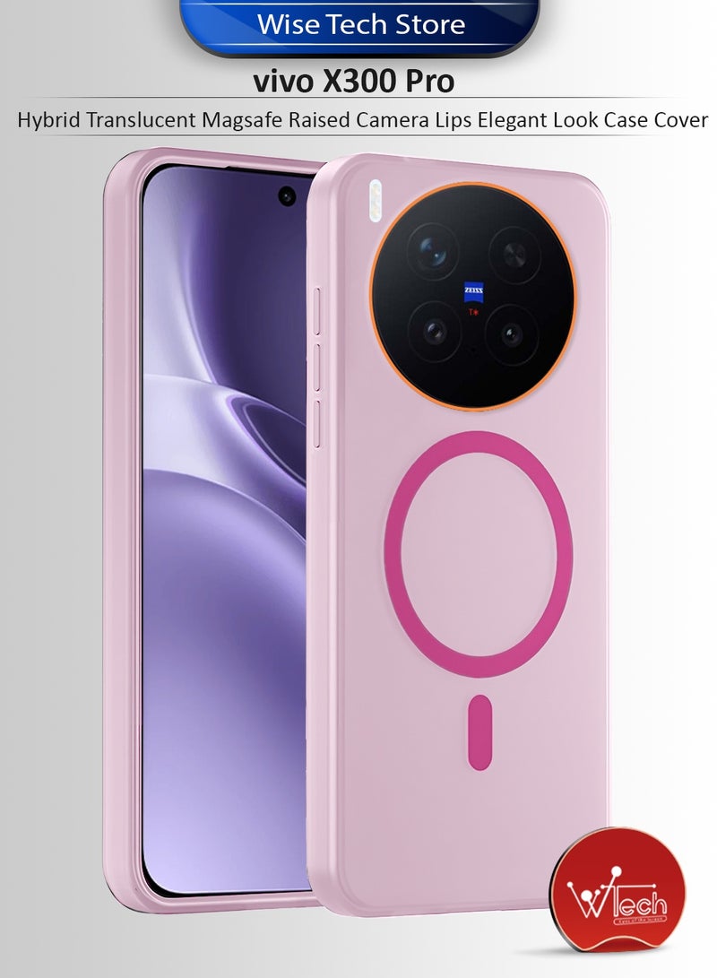 Wtech vivo X300 Pro 5G 2025 Hybrid Translucent Magsafe with Magnetic Charging Raised Camera Lips Elegant Look Case Cover (MCMPMN) - Baby Pink - Image 1