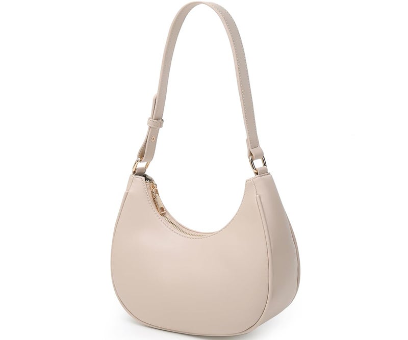 WSRYDJDL Crescent Shoulder Bags for Women Cute Hobo Tote Handbag Under the Arm Purses Mini Clutch Purse with Zipper Closure (Nude) - Image 3