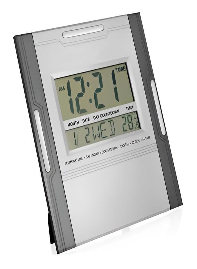 NXZ Plastic Digital Wall Clock, Table Desk Clock 3810N, Function: with Calander and Tempreature, Alarm for Home and Office TD3810N, Grey - Image 3