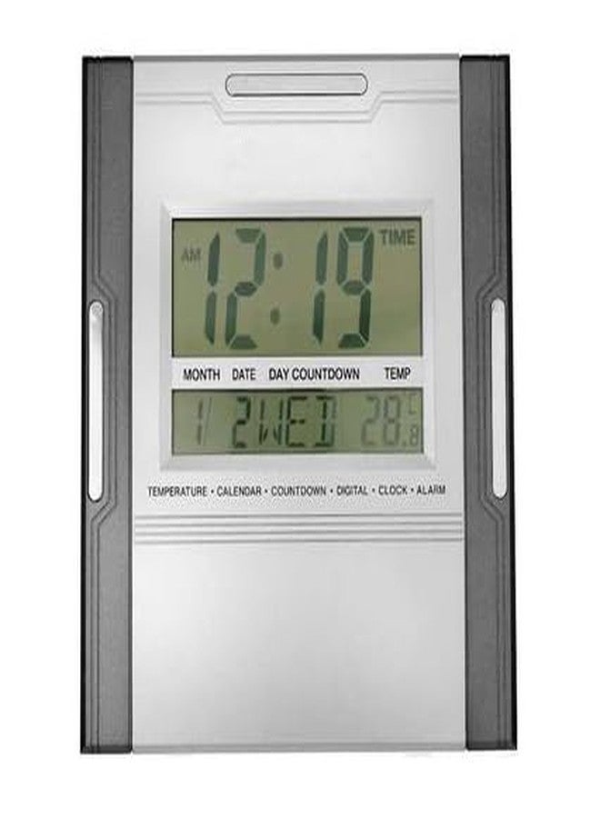 NXZ Plastic Digital Wall Clock, Table Desk Clock 3810N, Function: with Calander and Tempreature, Alarm for Home and Office TD3810N, Grey - Image 2