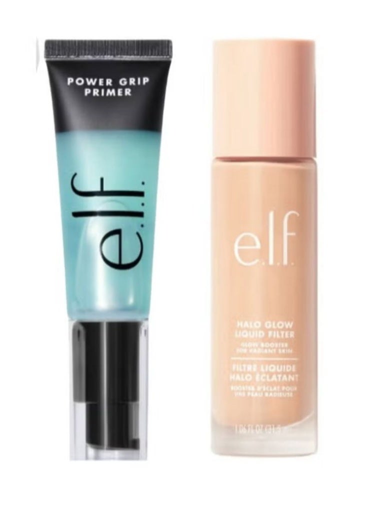 Elf Halo Glow Liquid Filter, Complexion Booster For A Glowing, Soft-Focus Look, Infused With Hyaluronic Acid, Vegan 1 Fair + Power Grip Primer Clear 24 ml - Image 1