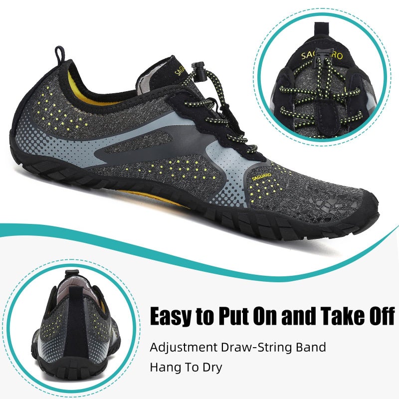 SAGUARO Barefoot Shoes Men Wide Toe Box Minimalist Trail Runner Sneakers Mens Fitness Gym Shoe Fastâ… Size US 11 Women/9 Men Black - Image 4