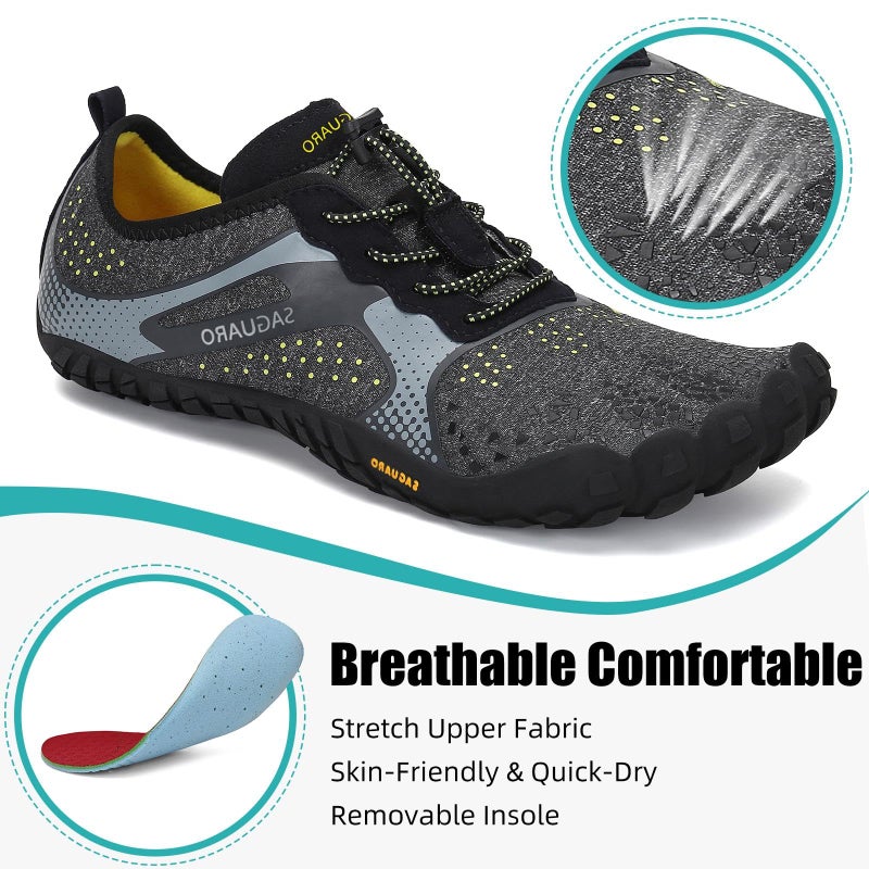 SAGUARO Barefoot Shoes Men Wide Toe Box Minimalist Trail Runner Sneakers Mens Fitness Gym Shoe Fastâ… Size US 11 Women/9 Men Black - Image 3