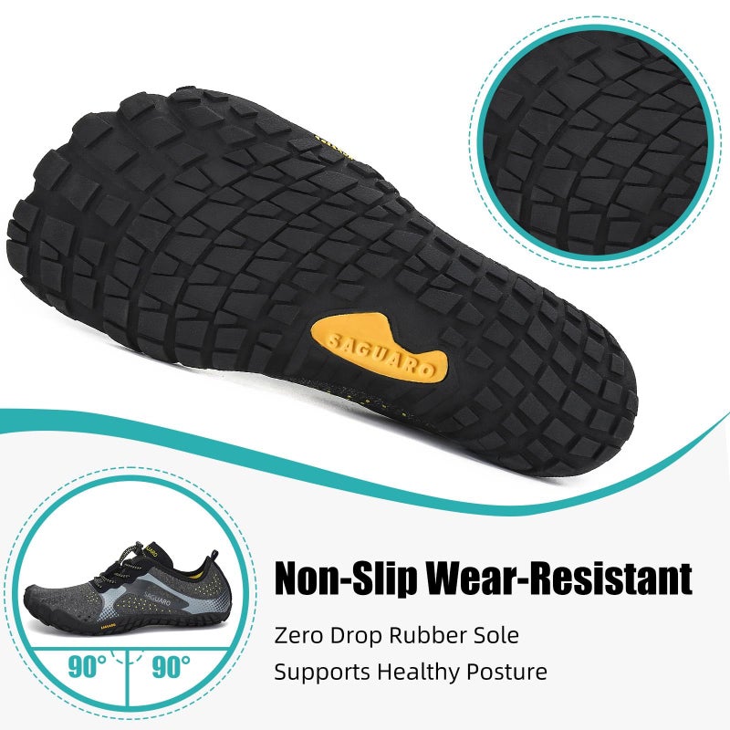 SAGUARO Barefoot Shoes Men Wide Toe Box Minimalist Trail Runner Sneakers Mens Fitness Gym Shoe Fastâ… Size US 11 Women/9 Men Black - Image 5