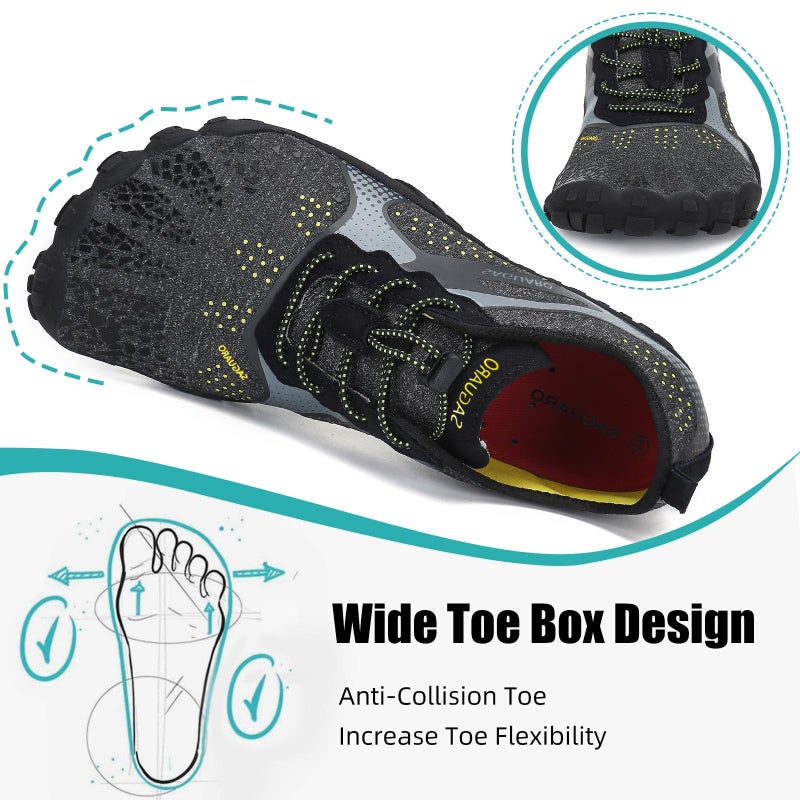 SAGUARO Barefoot Shoes Men Wide Toe Box Minimalist Trail Runner Sneakers Mens Fitness Gym Shoe Fastâ… Size US 11 Women/9 Men Black - Image 2