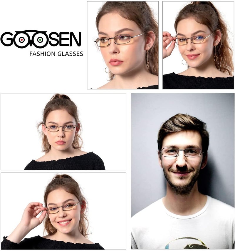 GOOSEN نظارات قراءة GOOSEN للرجال والنساء، مزودة بجيوب وحقائب، علبة صلبة مدمجة، نظارات قابلة للطي، مع حماية من الضوء الأزرق ومفصلات إسفنجية - Image 5
