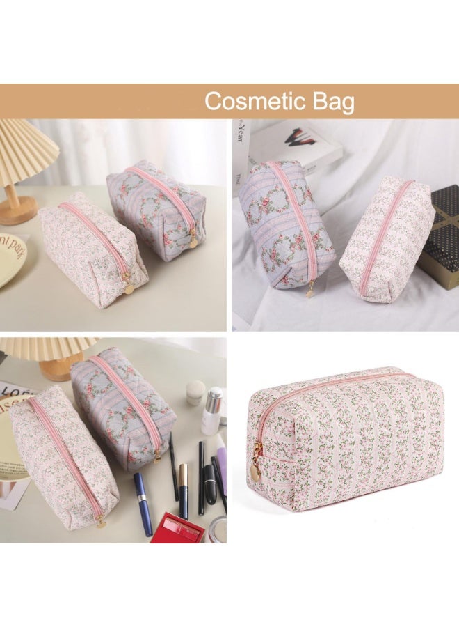 Makeup Bag, Travel Cosmetic Bag for Women Girls, Zipper Make Up Pouch, Floral Flowers Toiletry Organizer Makeup, Portable Storage Bag (Pink) - Image 4