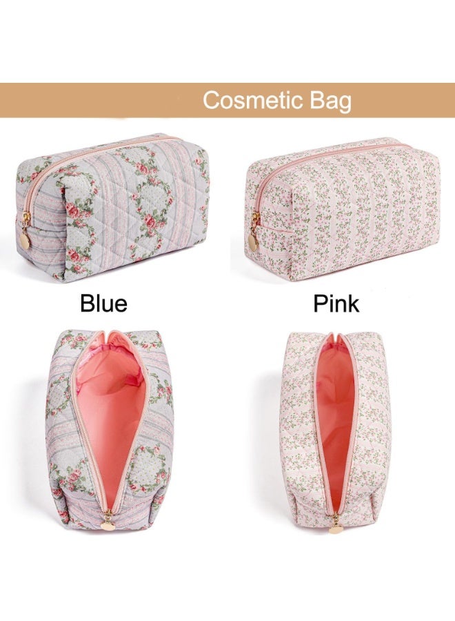 Makeup Bag, Travel Cosmetic Bag for Women Girls, Zipper Make Up Pouch, Floral Flowers Toiletry Organizer Makeup, Portable Storage Bag (Pink) - Image 5