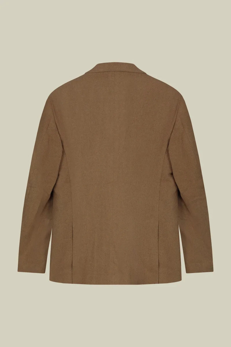Doppelganger Brown Men's single-breasted jacket in wool blend with herringbone pattern regular fit - Beige for Men | Best Price UAE