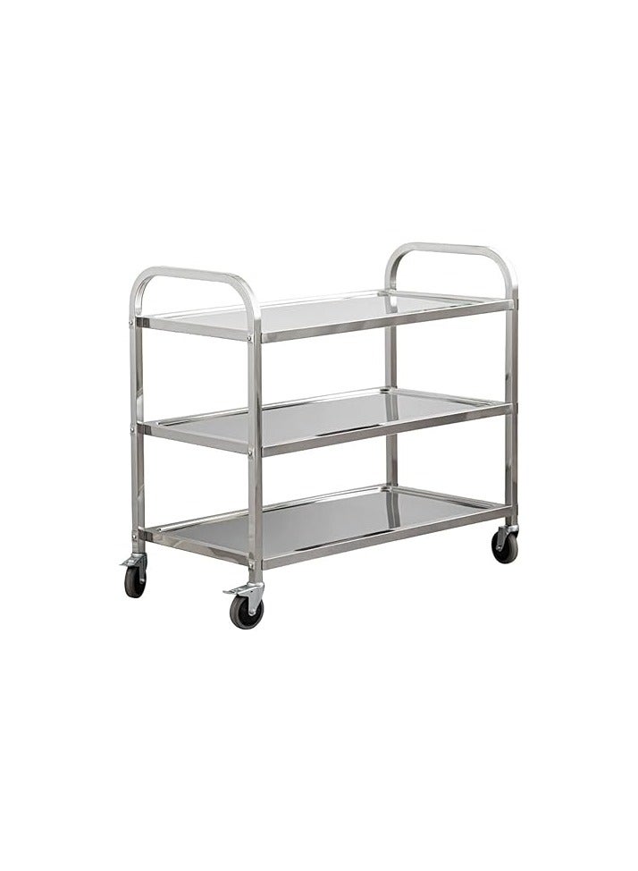 VINSTAR Stainless Steel Utility Cart, 3 Layers Medium Commercial Heavy Duty Serving Trolley, Kitchen Service Trolley with 360°Rotation Wheels (730 x 400 x 835) - Image 1