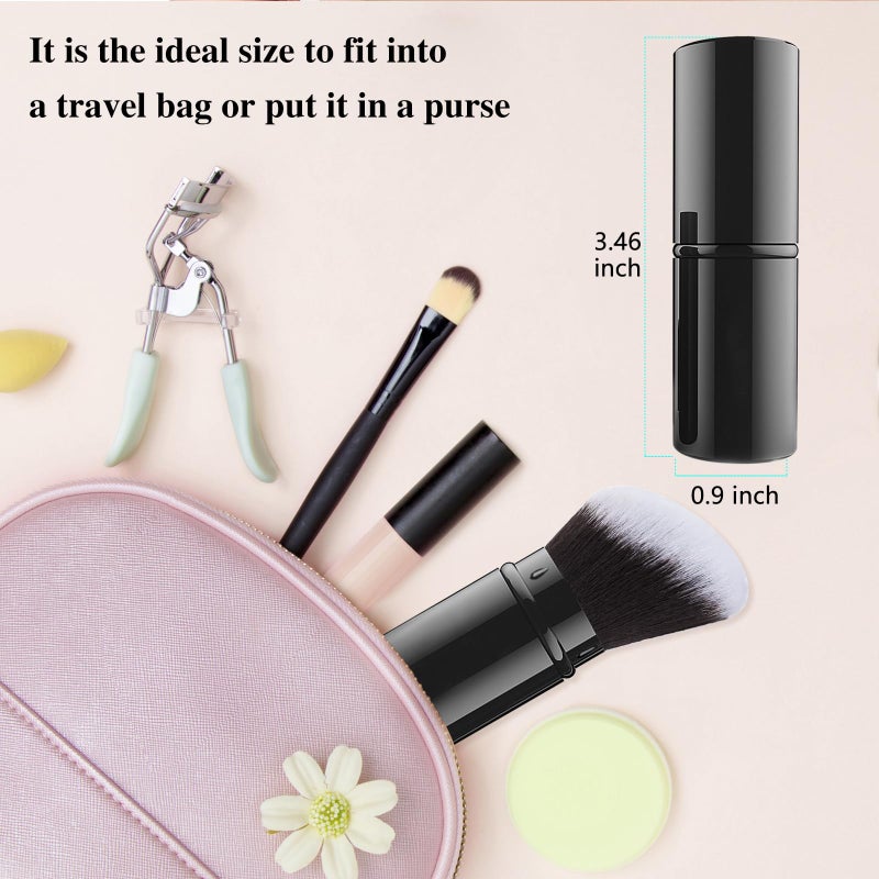 Falliny Retractable Kabuki Makeup Brush, Angled Travel Powder Blush Brush Foundation Makeup Brush with Cover for Blush, Sunscreen,Bronzer, Buffing, Concealer,Highlighter, Powder Cosmetics - Image 5