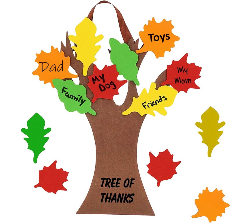 4E's Novelty 4Es Novelty Thankful Tree Craft Kit 12Pack Foam SelfAdhesive 11 Tree of Thanks Thanksgiving Tree Craft Ideal for Fall Crafts for Kids 48 Perfect Gratitude Tree Kit with Leaves to Write On - Image 2