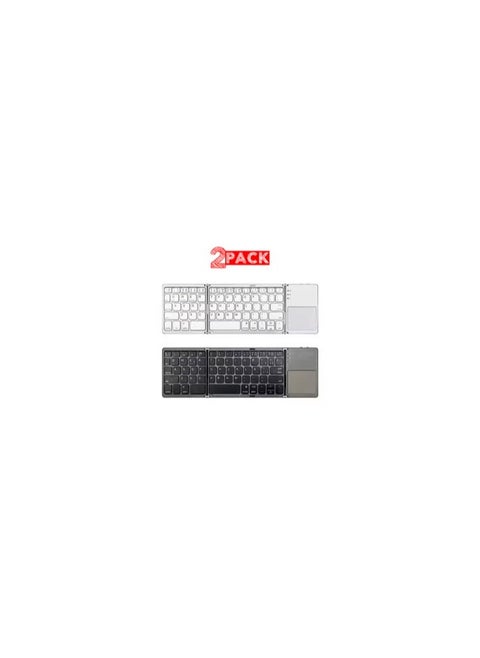2Packs Bluetooth Keyboard with Sensitive Touchpad, Multi Devices, Pocket-Sized Tri-Folding Rechargeable Wireless Portable Keyboard for iPhone, iPad, Smartphone,Laptop Tablet B033
