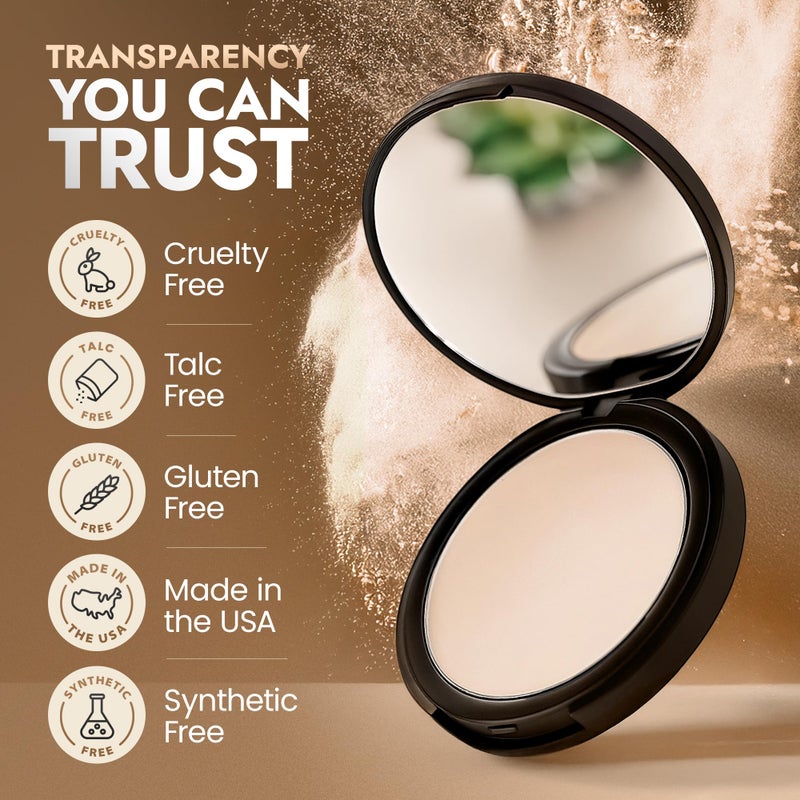 BaeBlu Organic Pressed Setting Powder - Talc-Free & Non-Toxic Translucent Powder with Matte Finish - Oil Absorbing, Pore Minimizing, 16 Hour Wear for All Skin Types - Cruelty & Gluten-Free - Invisible Light - Image 2